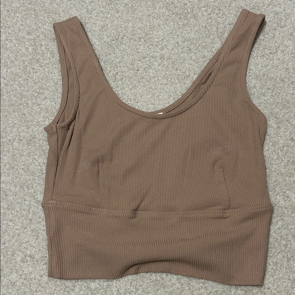 ILLA ILLA Taupe Ribbed Sleeveless Top